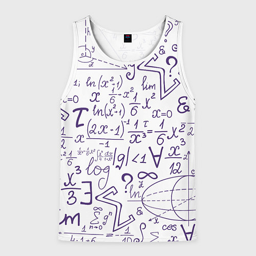 Мужская майка без рукавов МАТЕМАТИЧЕСКИЕ ФОРМУЛЫ НАУКА / 3D-Белый – фото 1