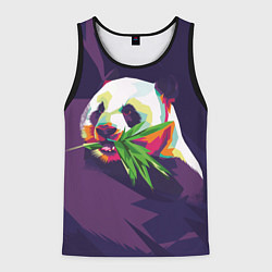 Майка-безрукавка мужская Панда с бамбуком, цвет: 3D-черный