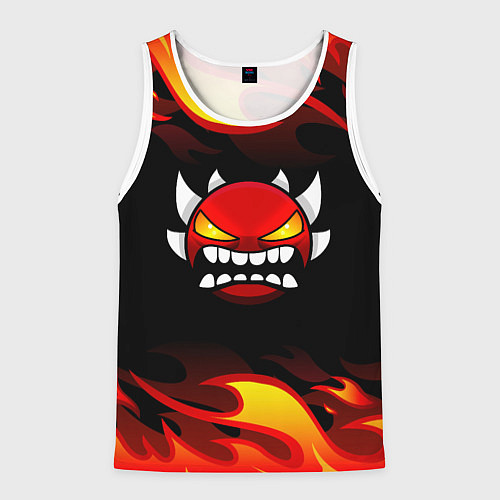 Мужская майка без рукавов Geometry Dash Fire / 3D-Белый – фото 1