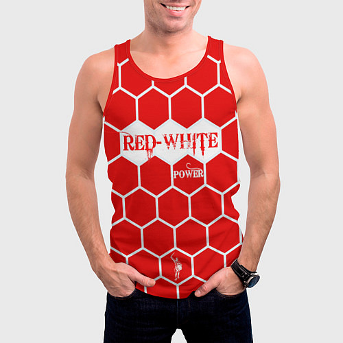 Мужская майка без рукавов Красно-Белая Сила / 3D-Красный – фото 3