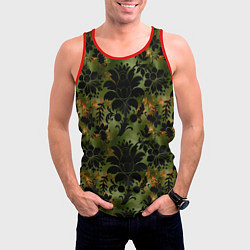 Майка-безрукавка мужская Темные тропические листья, цвет: 3D-красный — фото 2