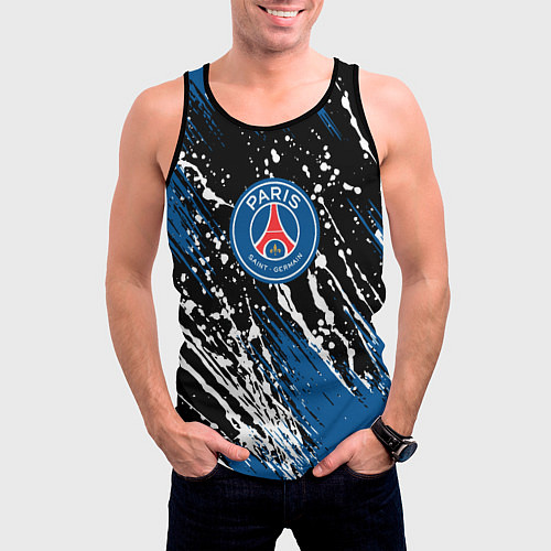 Мужская майка без рукавов PSG футбольный клуб / 3D-Черный – фото 3