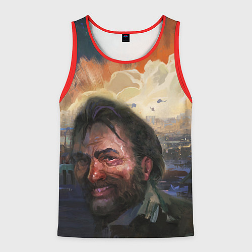 Мужская майка без рукавов Disco Elysium Harrier Du Bois / 3D-Красный – фото 1