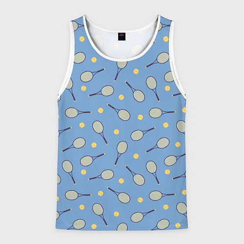 Мужская майка без рукавов Большой теннис паттерн / 3D-Белый – фото 1