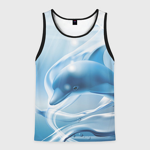 Мужская майка без рукавов Дельфин в лазурном океане / 3D-Черный – фото 1