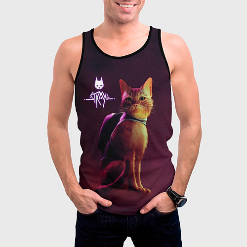 Мужская майка без рукавов Stray: Wandering Cat / 3D-Черный – фото 3