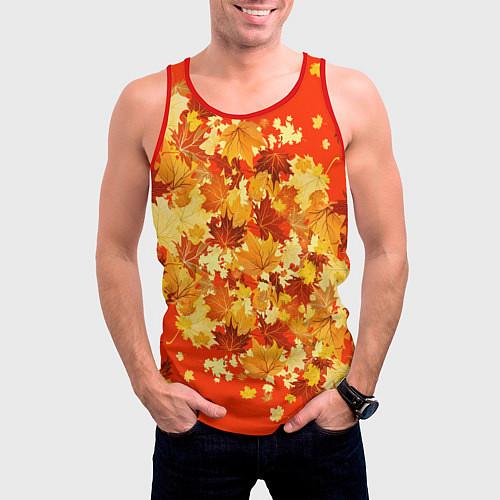 Мужская майка без рукавов Кленовый листопад / 3D-Красный – фото 3