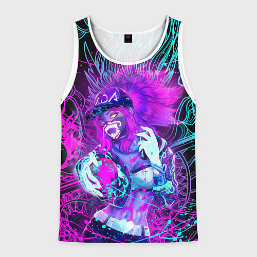 Мужская майка без рукавов KDA NEON DRAGON LEAGUE OF LEGENDS, НЕОНОВЫЕ БРЫЗГИ / 3D-Белый – фото 1