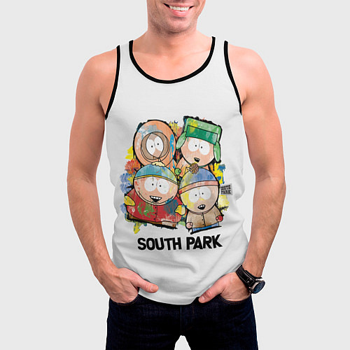 Мужская майка без рукавов South Park - Южный парк краски / 3D-Черный – фото 3