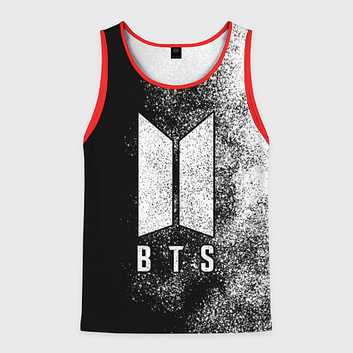 Мужская майка без рукавов BTS ЧБ / 3D-Красный – фото 1