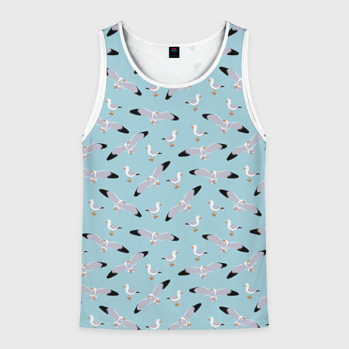 Мужская майка без рукавов Чайки паттерн / 3D-Белый – фото 1