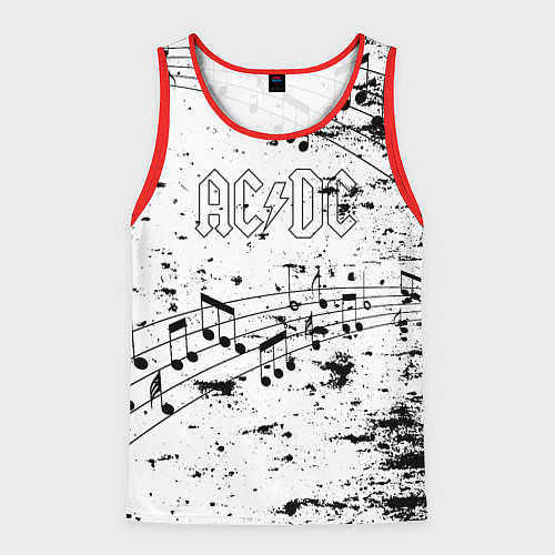Мужская майка без рукавов ACDC - Музыкальные ноты / 3D-Красный – фото 1