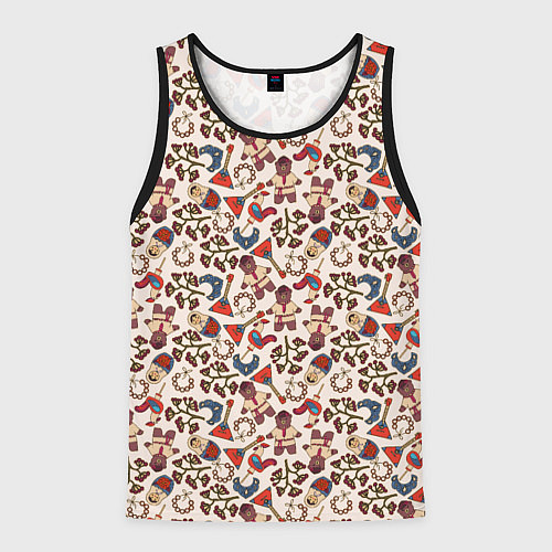 Мужская майка без рукавов Россия паттерн светлый / 3D-Черный – фото 1