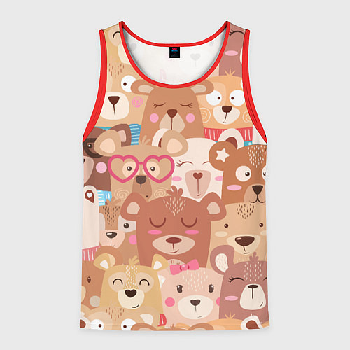 Мужская майка без рукавов Bears texture / 3D-Красный – фото 1