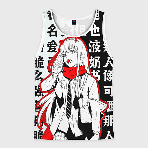 Мужская майка без рукавов ZERO TWO с чупачупсом на Иероглифах Любимый во фра / 3D-Белый – фото 1