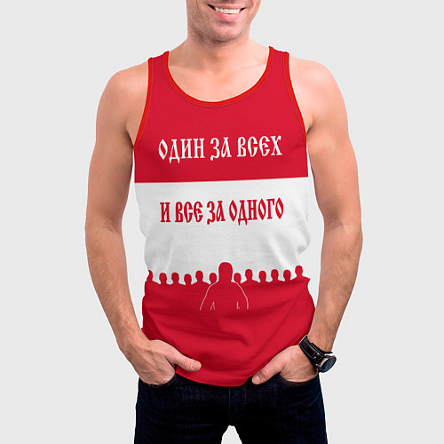 Мужская майка без рукавов Один за Всех и Все за Одного ФК СПАРТАК / 3D-Красный – фото 3