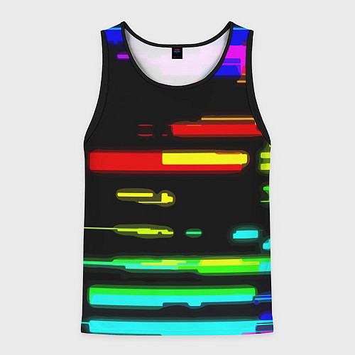 Мужская майка без рукавов Color fashion glitch / 3D-Черный – фото 1