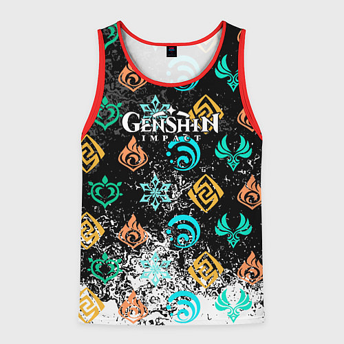 Мужская майка без рукавов Дендро стихия Геншин / 3D-Красный – фото 1