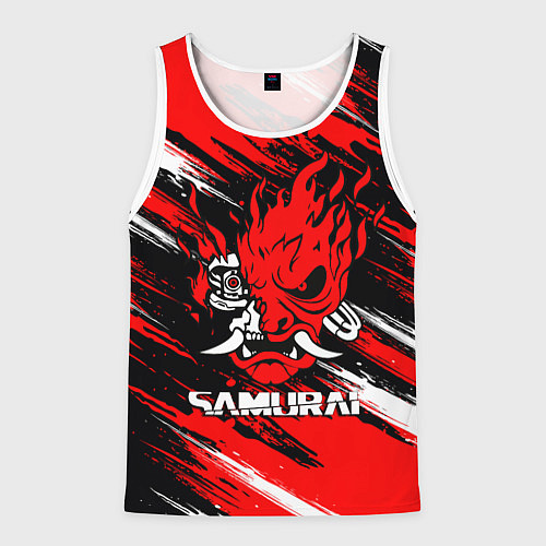 Мужская майка без рукавов SAMURAI CYBERPUNK 2077 КИБЕРПАНК 2077 / 3D-Белый – фото 1