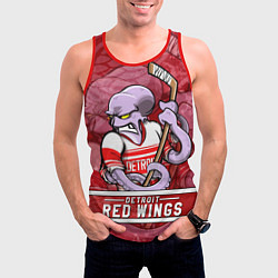 Майка-безрукавка мужская Детройт Ред Уингз, Detroit Red Wings Маскот, цвет: 3D-красный — фото 2