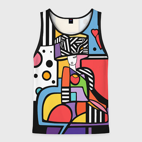 Мужская майка без рукавов Girl in a round hat / 3D-Черный – фото 1