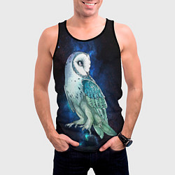 Майка-безрукавка мужская Полярная сова в космосе, цвет: 3D-черный — фото 2