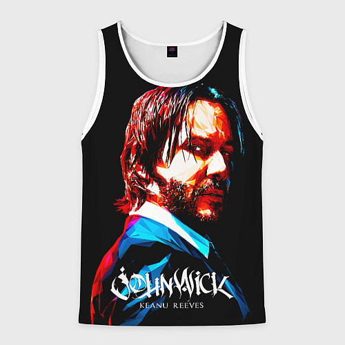 Мужская майка без рукавов Джон Уик Киану Ривз Каллиграфия / 3D-Белый – фото 1