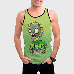 Майка-безрукавка мужская Plants vs Zombies зомби-подсолнух, цвет: 3D-черный — фото 2