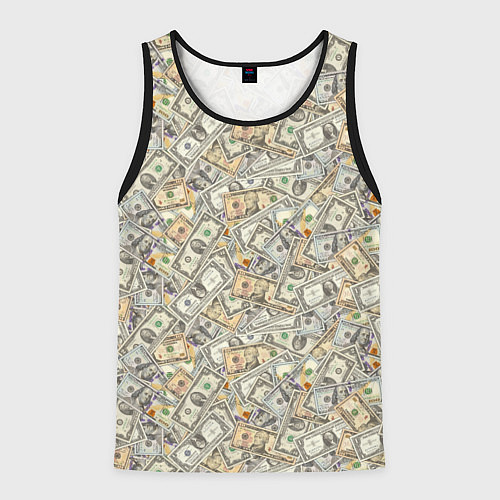 Мужская майка без рукавов Доллары 1, 2, 10, 100 банкноты / 3D-Черный – фото 1