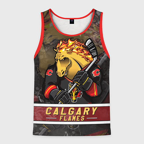 Мужская майка без рукавов Калгари Флэймз, Calgary Flames Маскот / 3D-Красный – фото 1