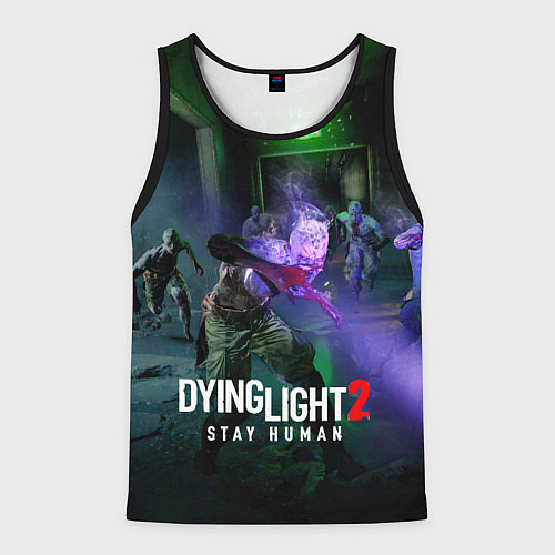 Мужская майка без рукавов Dying Light: Stay Human - логово зомби / 3D-Черный – фото 1