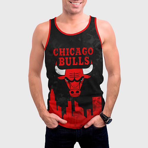 Мужская майка без рукавов Chicago Bulls, Чикаго Буллз Город / 3D-Красный – фото 3