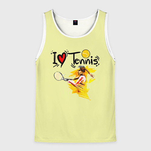 Мужская майка без рукавов Я Люблю Tennis / 3D-Белый – фото 1