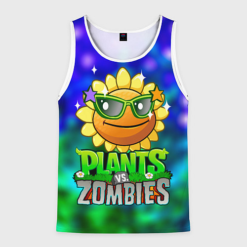 Мужская майка без рукавов Plants vs Zombies подсолнух / 3D-Белый – фото 1