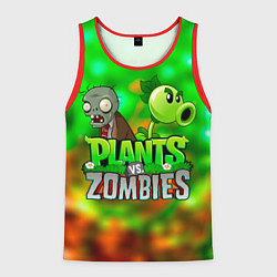 Майка-безрукавка мужская Plants vs Zombies горохострел и зомби, цвет: 3D-красный