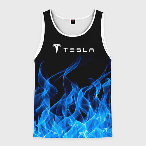 Мужская майка без рукавов Tesla Fire / 3D-Белый – фото 1