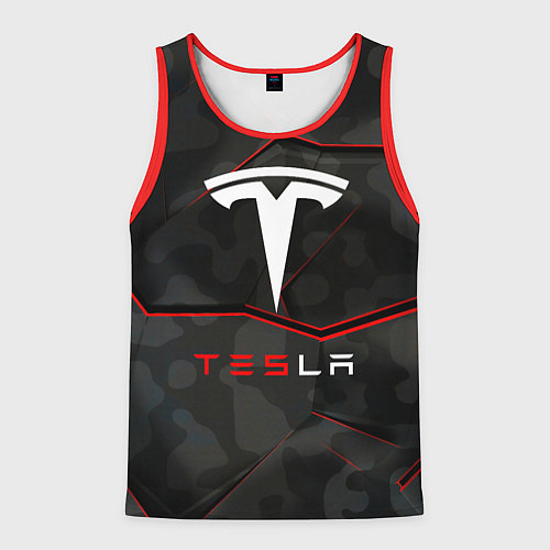 Мужская майка без рукавов Tesla Sport Logo / 3D-Красный – фото 1