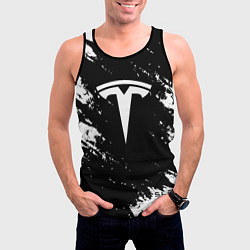 Майка-безрукавка мужская Tesla logo texture, цвет: 3D-черный — фото 2