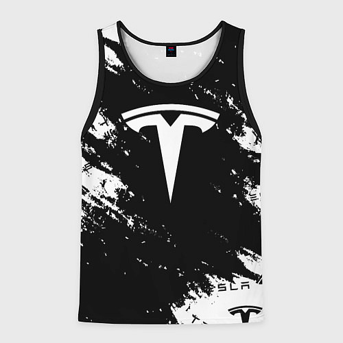 Мужская майка без рукавов Tesla logo texture / 3D-Черный – фото 1