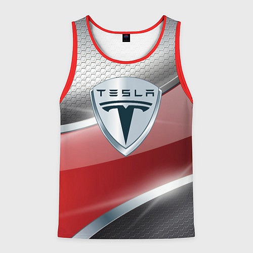 Мужская майка без рукавов Tesla - Logo Style / 3D-Красный – фото 1