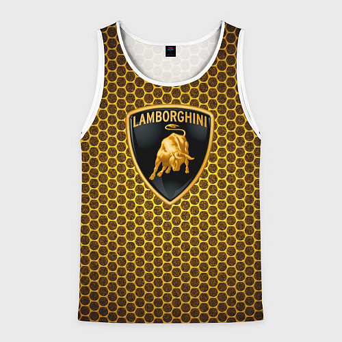 Мужская майка без рукавов Lamborghini gold соты / 3D-Белый – фото 1
