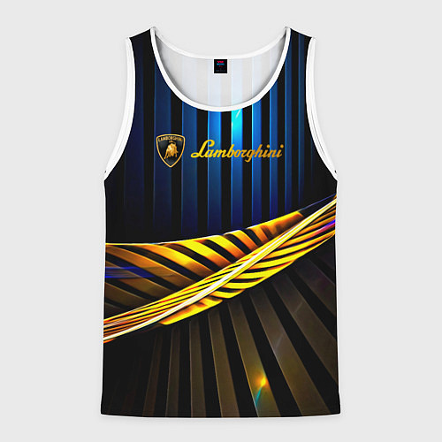 Мужская майка без рукавов Lamborghini - Марка автомобиля / 3D-Белый – фото 1