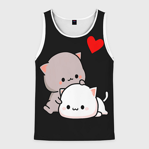 Мужская майка без рукавов Котическая любовь Kitty Love / 3D-Белый – фото 1