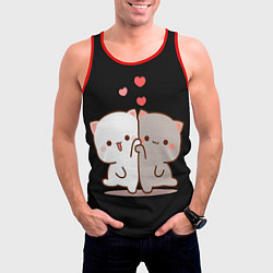 Майка-безрукавка мужская Кошачья любовь навсегда Kitty love forever, цвет: 3D-красный — фото 2