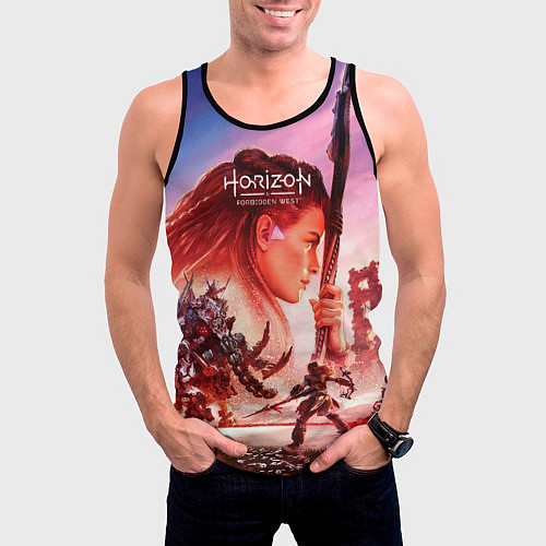 Мужская майка без рукавов Horizon Forbidden West game poster / 3D-Черный – фото 3