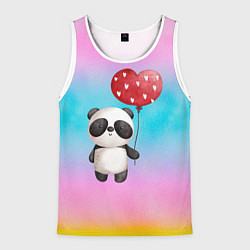 Майка-безрукавка мужская Маленькая панда с сердечком, цвет: 3D-белый