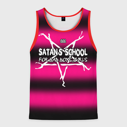 Мужская майка без рукавов Satan school for bad boys and girls pink / 3D-Красный – фото 1