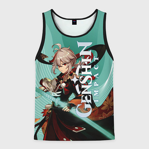 Мужская майка без рукавов Кадзуха-самурай из Инадзумы / 3D-Черный – фото 1