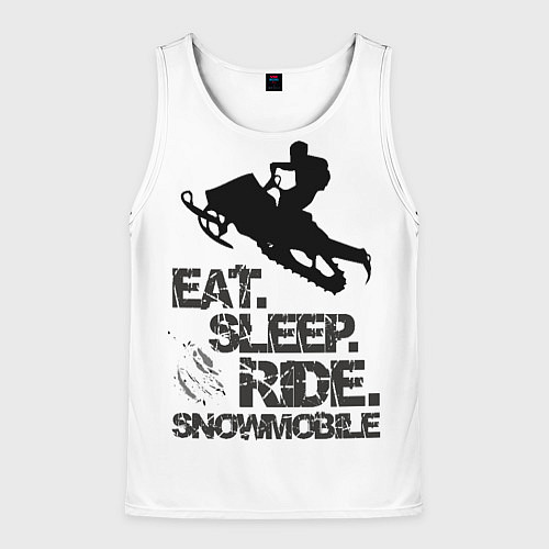 Мужская майка без рукавов EAT SLEEP RIDE SNOWMOBILE / 3D-Белый – фото 1