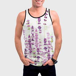 Майка-безрукавка мужская Цветы Лаванды акварелью, цвет: 3D-черный — фото 2